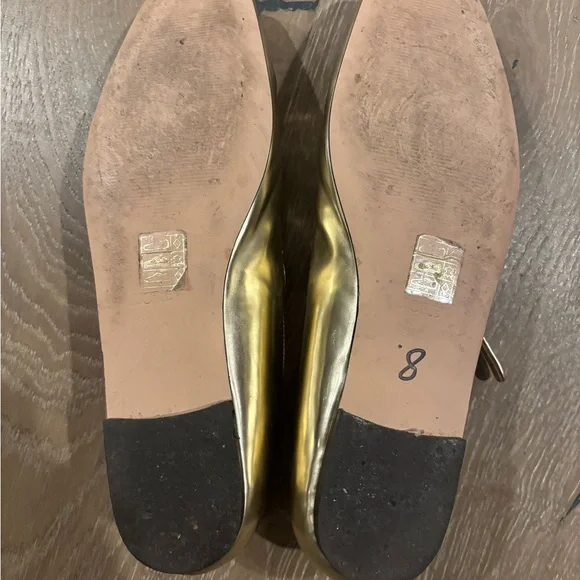 J. Crew Metallic Leather Gold Flats 8.5 - Picture 4 of 6